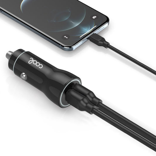 Chargeur de voiture avec câble micro USB (2 x USB) COOL 2,4 A Kit 2 en 1 Noir