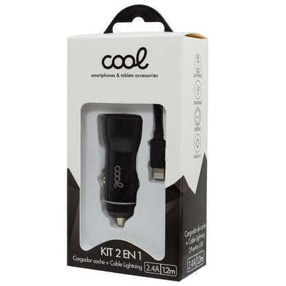 Chargeur de voiture iPhone / iPad Connexion Lightning (2 x USB) COOL
