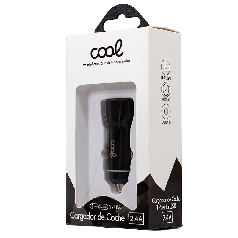Chargeur de voiture universel double entrée USB COOL noir 2,4 A