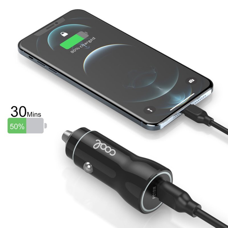 Chargeur de voiture universel Type C (PD) COOL (18 W) Noir