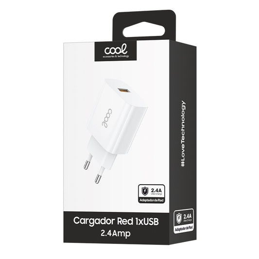 Adaptateur secteur 1x USB Universal COOL (2,4 A) Blanc