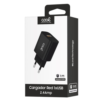 Adaptateur réseau universel COOL 1x USB (2,4 A) noir