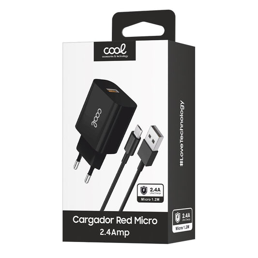 Chargeur universel 2 en 1 COOL Micro-USB 2,4 A Noir