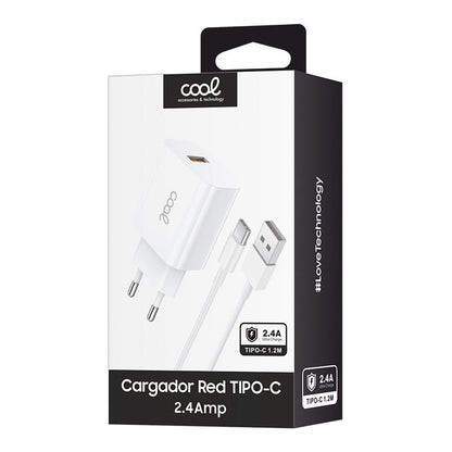 Chargeur Connecteur Réseau Type-C (2,4 A) Kit COOL Universel 2 en 1 Blanc