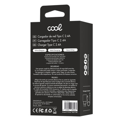 Chargeur réseau avec connecteur Type-C (2,4 A) Kit COOL universel 2 en 1 Noir