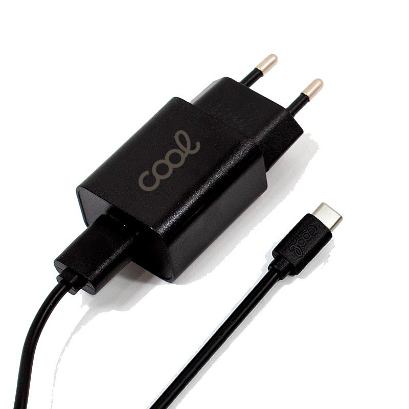Chargeur universel 3 A Type-C (charge rapide) Kit 2 en 1 COOL Noir