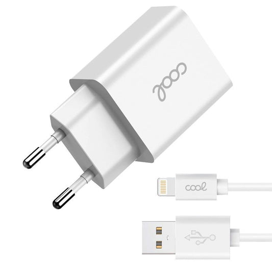 Chargeur réseau COOL pour iPhone 2 x USB + câble Lightning 1,2 m (2,4 A)