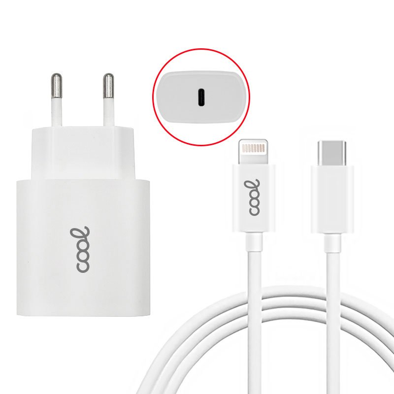 Chargeur iPhone avec entrée PD Type-C et câble Lightning Type-C de 1,2 m (20 W)