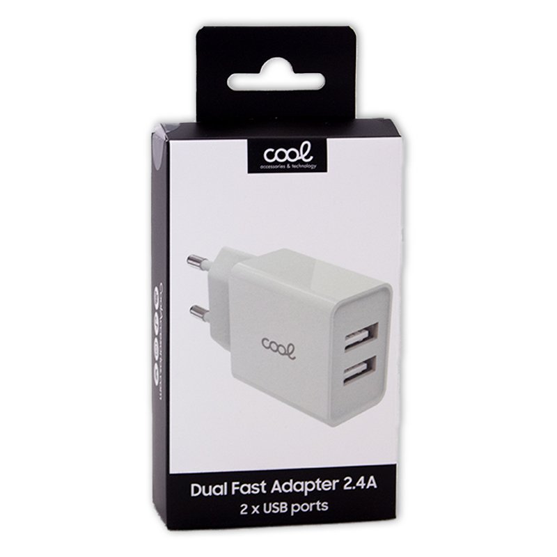 Chargeur réseau universel avec 2 entrées USB COOL 2,4 A Blanc