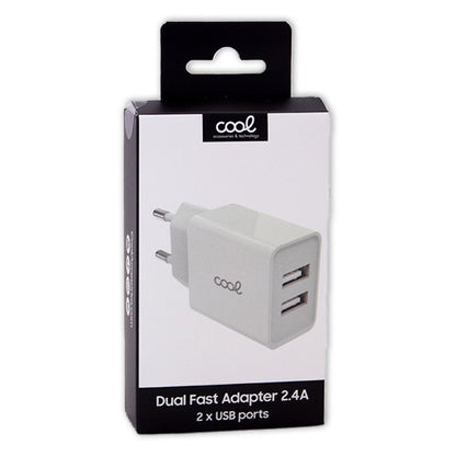 Chargeur réseau universel avec 2 entrées USB COOL 2,4 A Blanc
