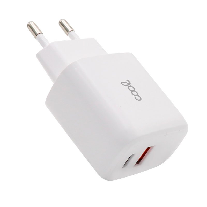 Chargeur rapide universel (PD) double USB Type-C / USB COOL (20 W) Blanc