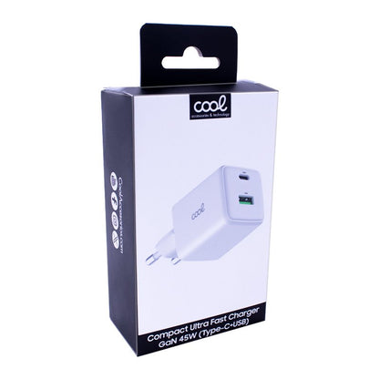 Chargeur universel ultra rapide double (PD) Type-C + USB COOL (45 W) GaN blanc