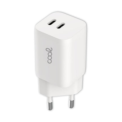 Chargeur double réseau universel ultra rapide PD (2 x Type-C) COOL (35 W) Blanc