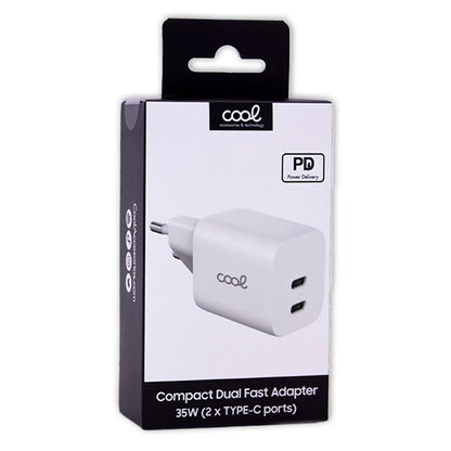 Chargeur double réseau universel ultra rapide PD (2 x Type-C) COOL (35 W) Blanc