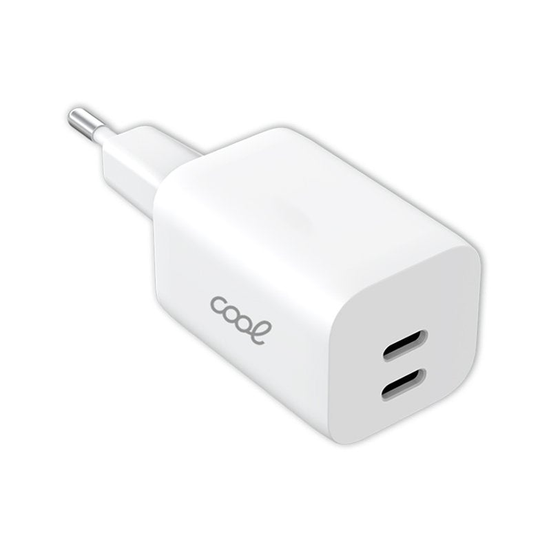 Chargeur double réseau universel ultra rapide PD (2 x Type-C) COOL (35 W) Blanc