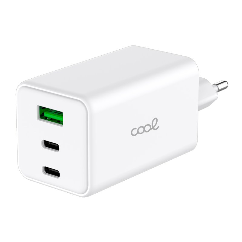 Cargador Red Universal Ultra Fast PD Port x3 (2x Tipo-C + 1x USB) COOL 100W GaN Blanco