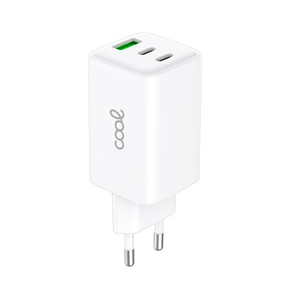 Chargeur réseau universel ultra rapide PD Port x3 (2x Type-C + 1x USB) COOL (65 W) GaN Blanc