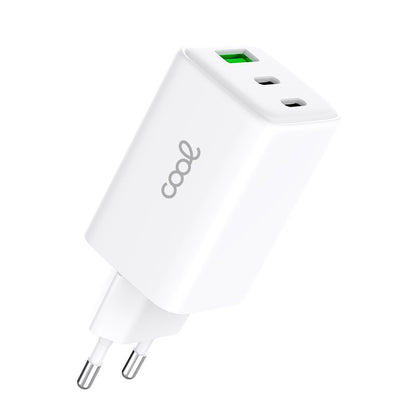 Chargeur réseau universel ultra rapide PD Port x3 (2x Type-C + 1x USB) COOL (65 W) GaN Blanc