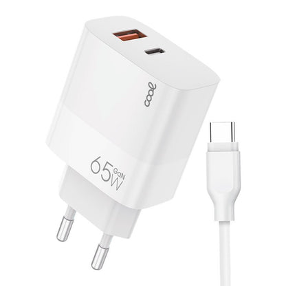 Chargeur universel ultra rapide PD Type-C + USB COOL (65 W + câble Type-C) GaN blanc