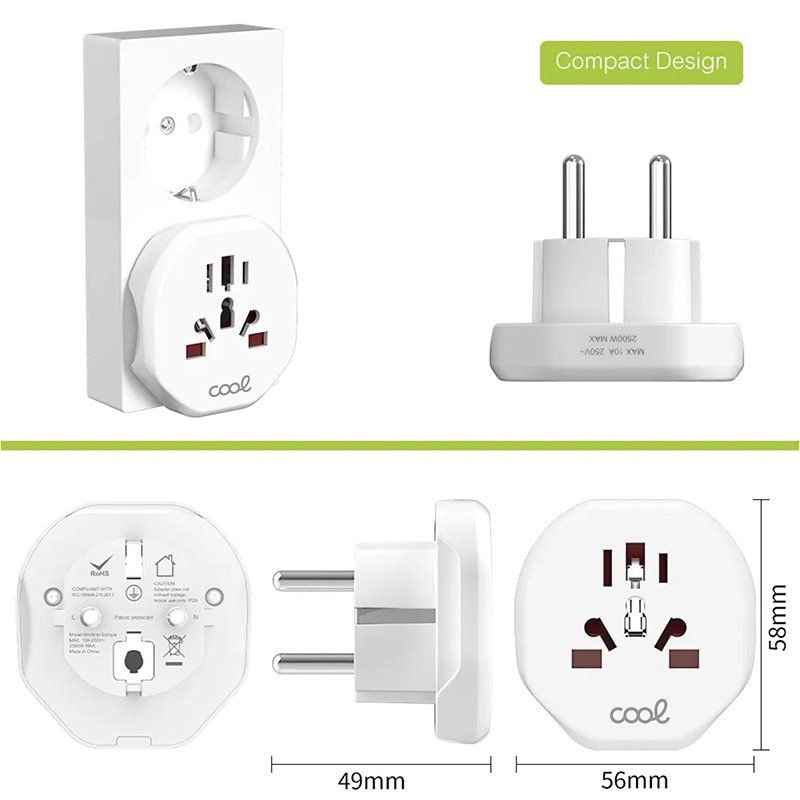 Adaptateur de chargeur universel international (du monde vers l'Europe) COOL