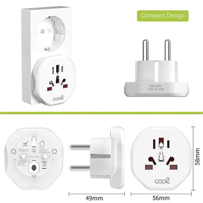 Adaptateur de chargeur universel international (du monde vers l'Europe) COOL