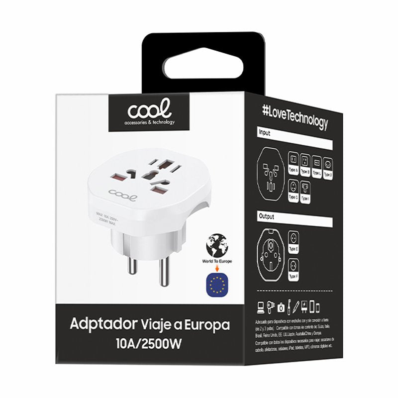 Adaptateur de chargeur universel international (du monde vers l'Europe) COOL