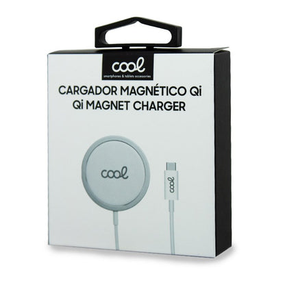 Station de charge magnétique sans fil Qi pour smartphones, blanc froid