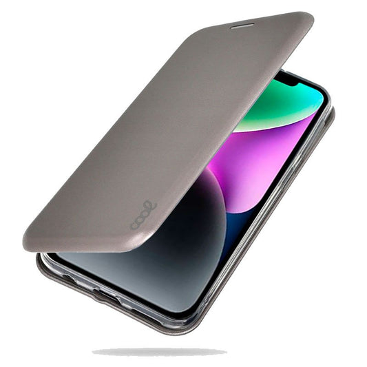 Étui à rabat tendance pour iPhone 14 Elegance Silver