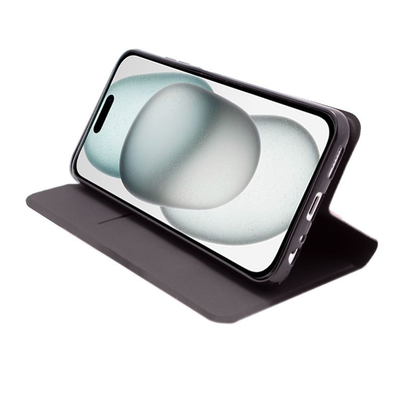 Étui à rabat tendance pour iPhone 15 Elegance Silver