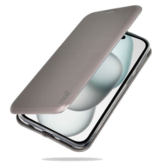 Étui à rabat tendance pour iPhone 15 Elegance Silver