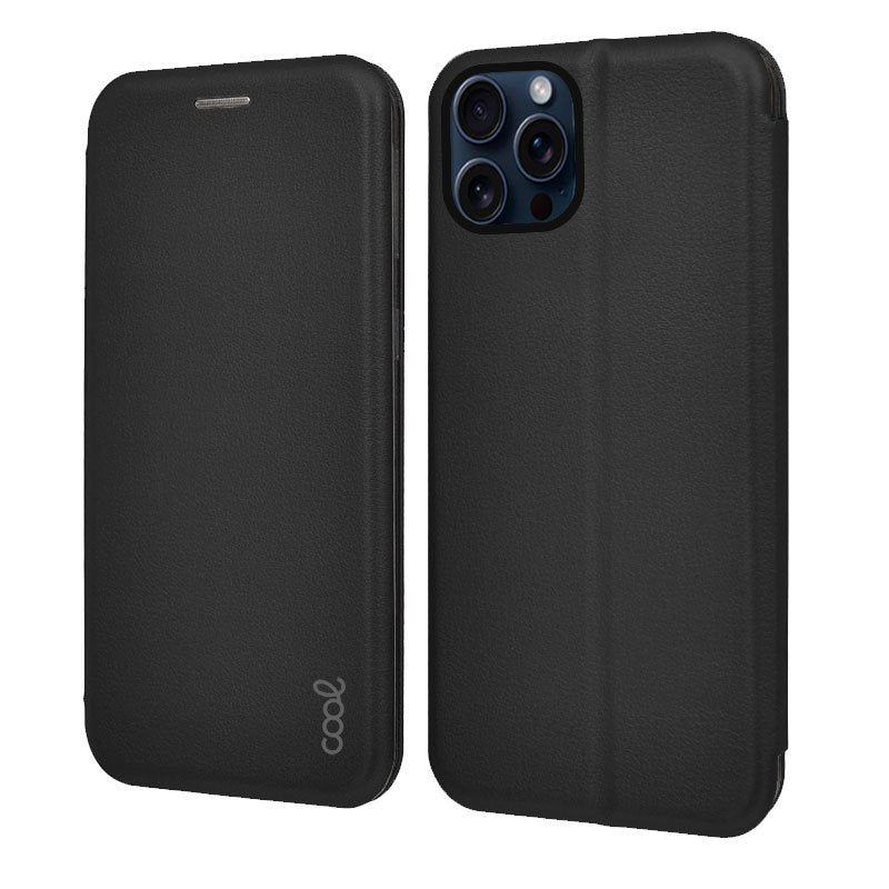 Étui à rabat élégant pour iPhone 15 Pro Noir