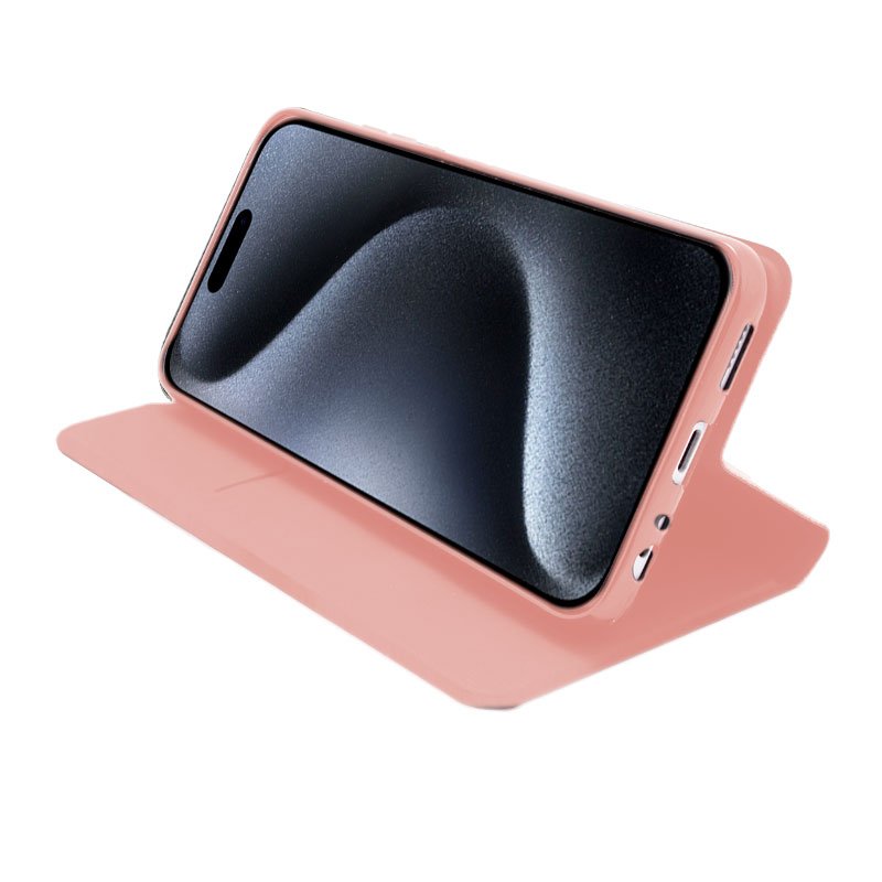 Étui à rabat élégant pour iPhone 15 Pro, couleur or rose