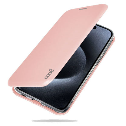 Étui à rabat élégant pour iPhone 15 Pro, couleur or rose