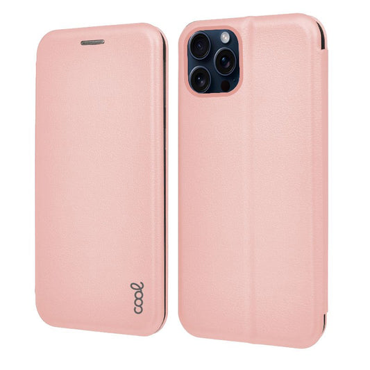 Étui à rabat élégant pour iPhone 15 Pro, couleur or rose