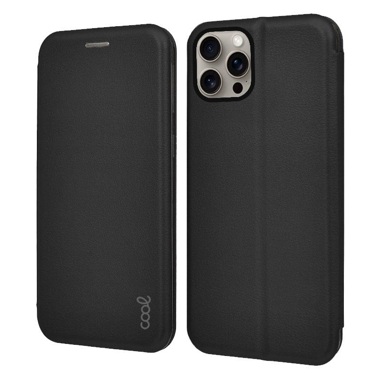 Étui à rabat élégant pour iPhone 15 Pro Max, noir