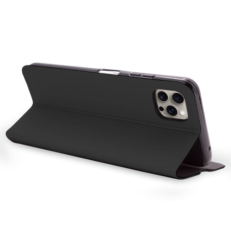 Étui à rabat élégant pour iPhone 15 Pro Max, noir