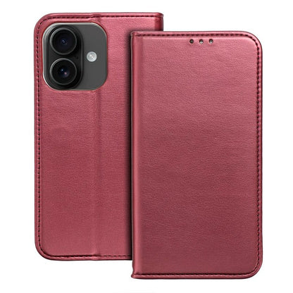 Étui à rabat COOL pour iPhone 16 Bordeaux uni