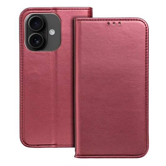 Étui à rabat COOL pour iPhone 16 Bordeaux uni