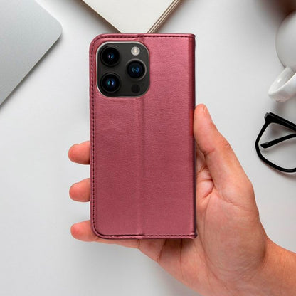 Étui à rabat COOL pour iPhone 16 Bordeaux uni