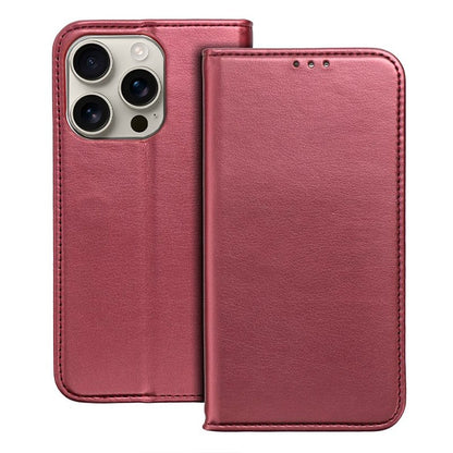 Étui à rabat COOL pour iPhone 16 Pro, bordeaux uni