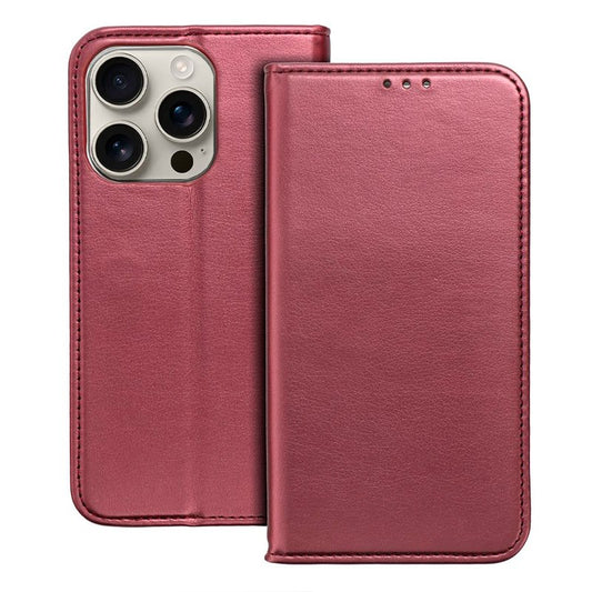 Étui à rabat COOL pour iPhone 16 Pro, bordeaux uni