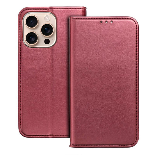 Étui à rabat COOL pour iPhone 16 Pro Max, bordeaux uni