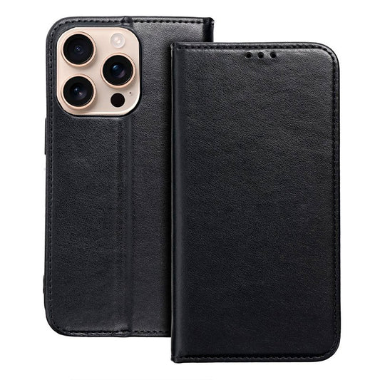 Étui à rabat tendance pour iPhone 16 Pro Max, noir uni