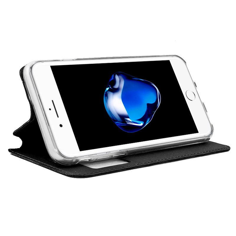 Étui à rabat tendance pour iPhone 7 Plus / iPhone 8 Plus, noir uni