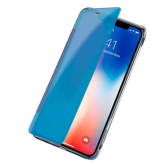 Étui à rabat transparent pour iPhone X / iPhone XS, bleu
