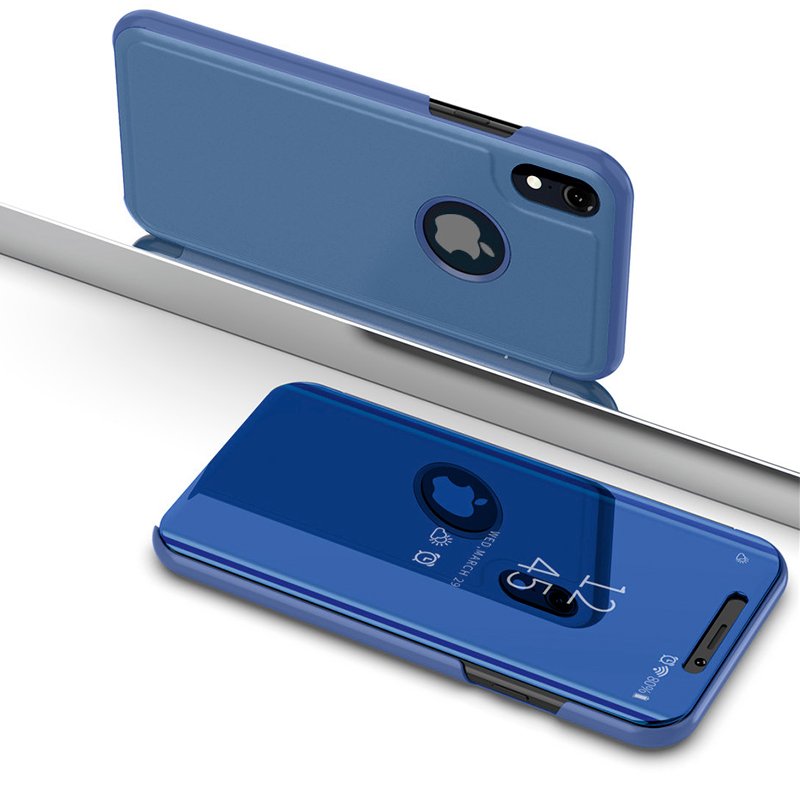 Étui à rabat transparent pour iPhone XS Max, bleu
