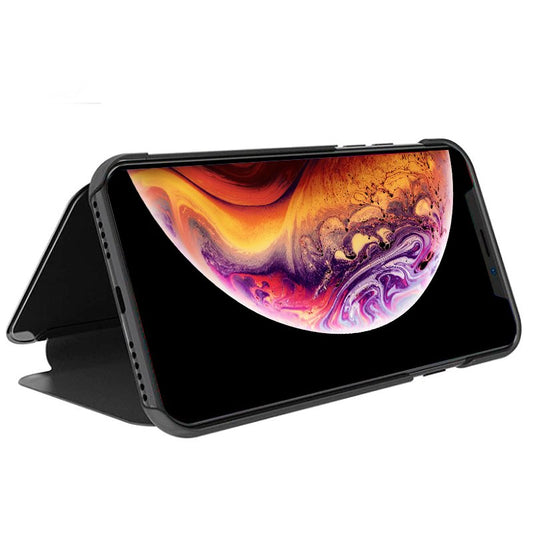 Étui à rabat transparent pour iPhone XS Max, noir