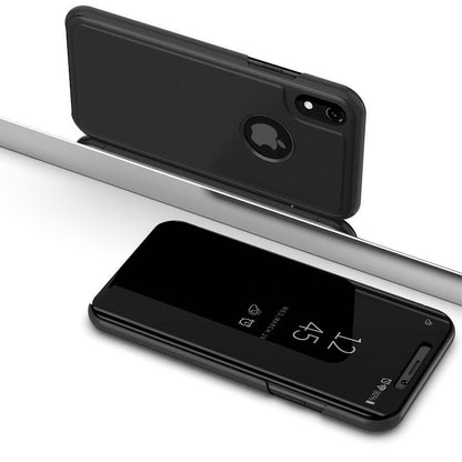 Étui à rabat transparent pour iPhone XS Max, noir