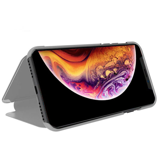 Étui à rabat transparent pour iPhone XS Max, argenté