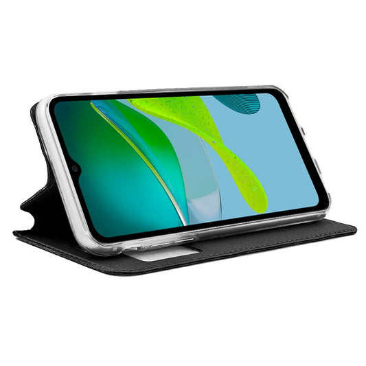 Étui à rabat tendance pour Motorola Moto E13, noir uni